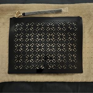 BNWOT TORY BURCH Pouch Clutch Limited Edition LACE CUT Bag Purse Travel NEW Blue